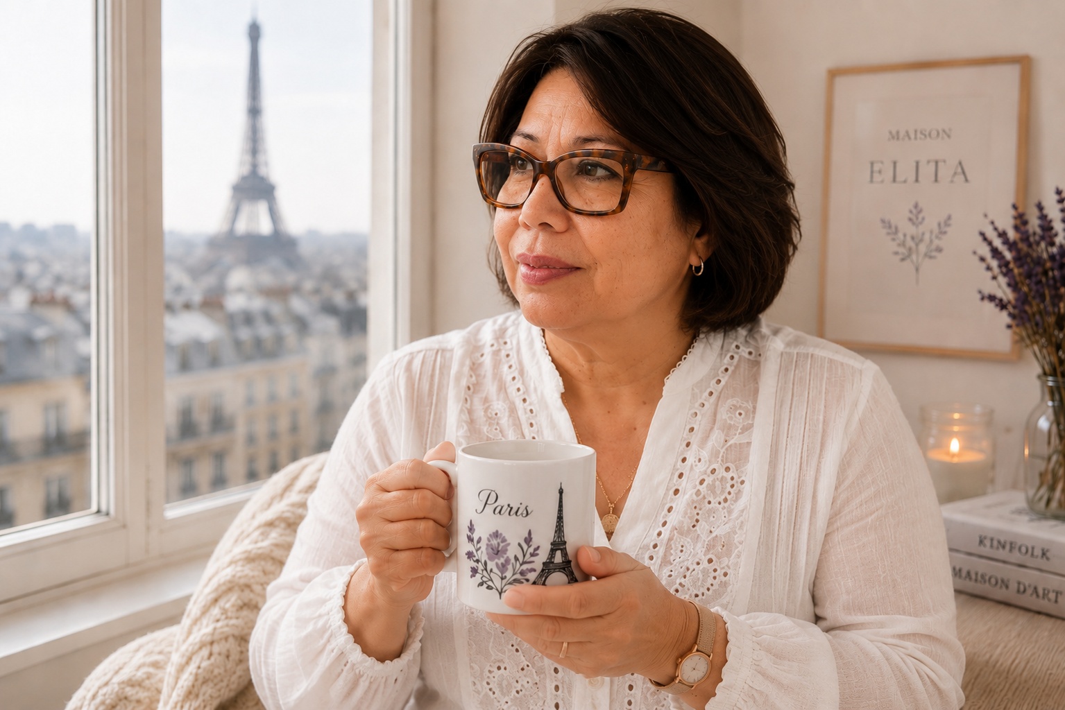 Elita con su taza